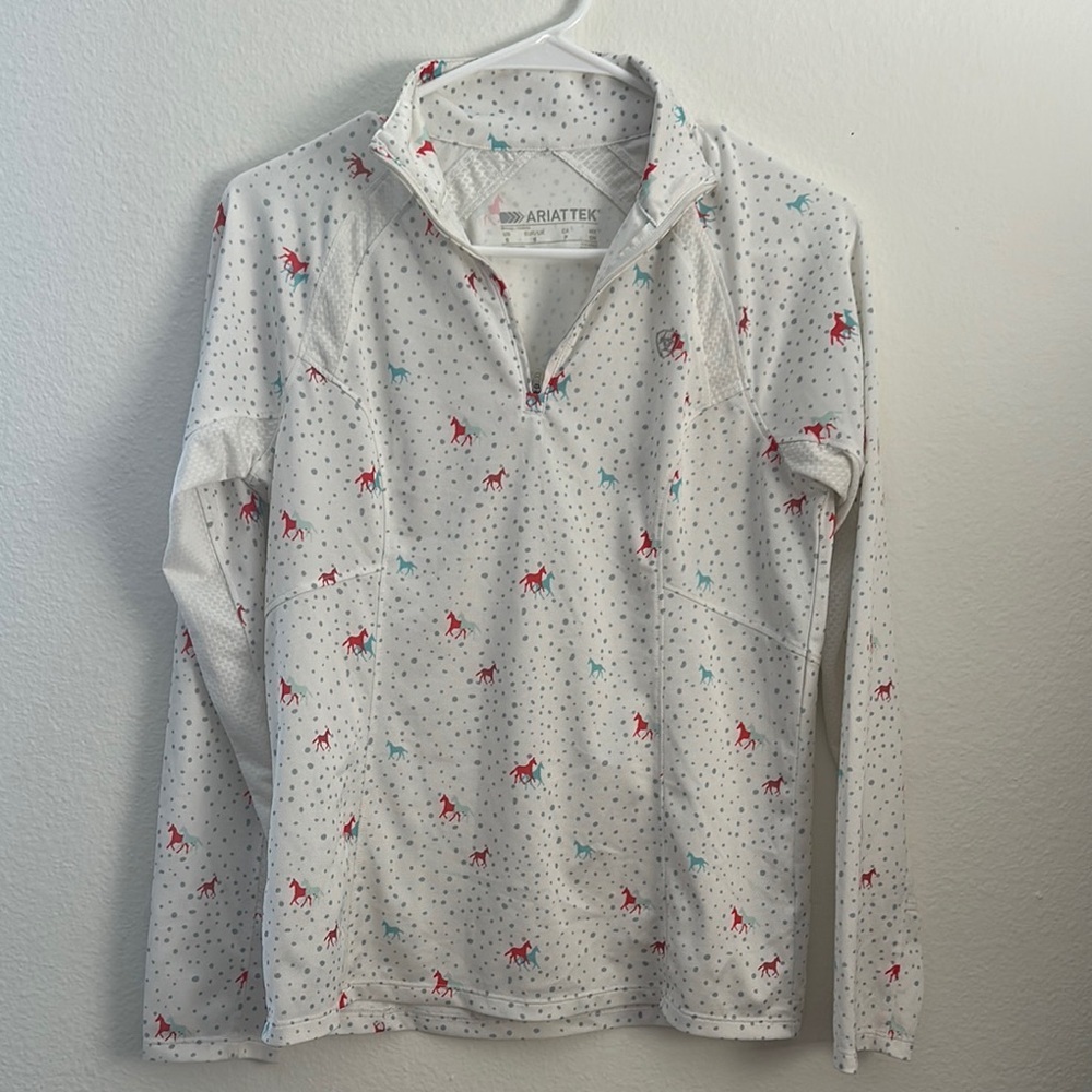 Ariat White Long Sleeve Shirt with Horse Print